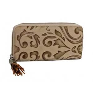 NEW MC HANDBAGS women's odessa embossed leather wallet in sable